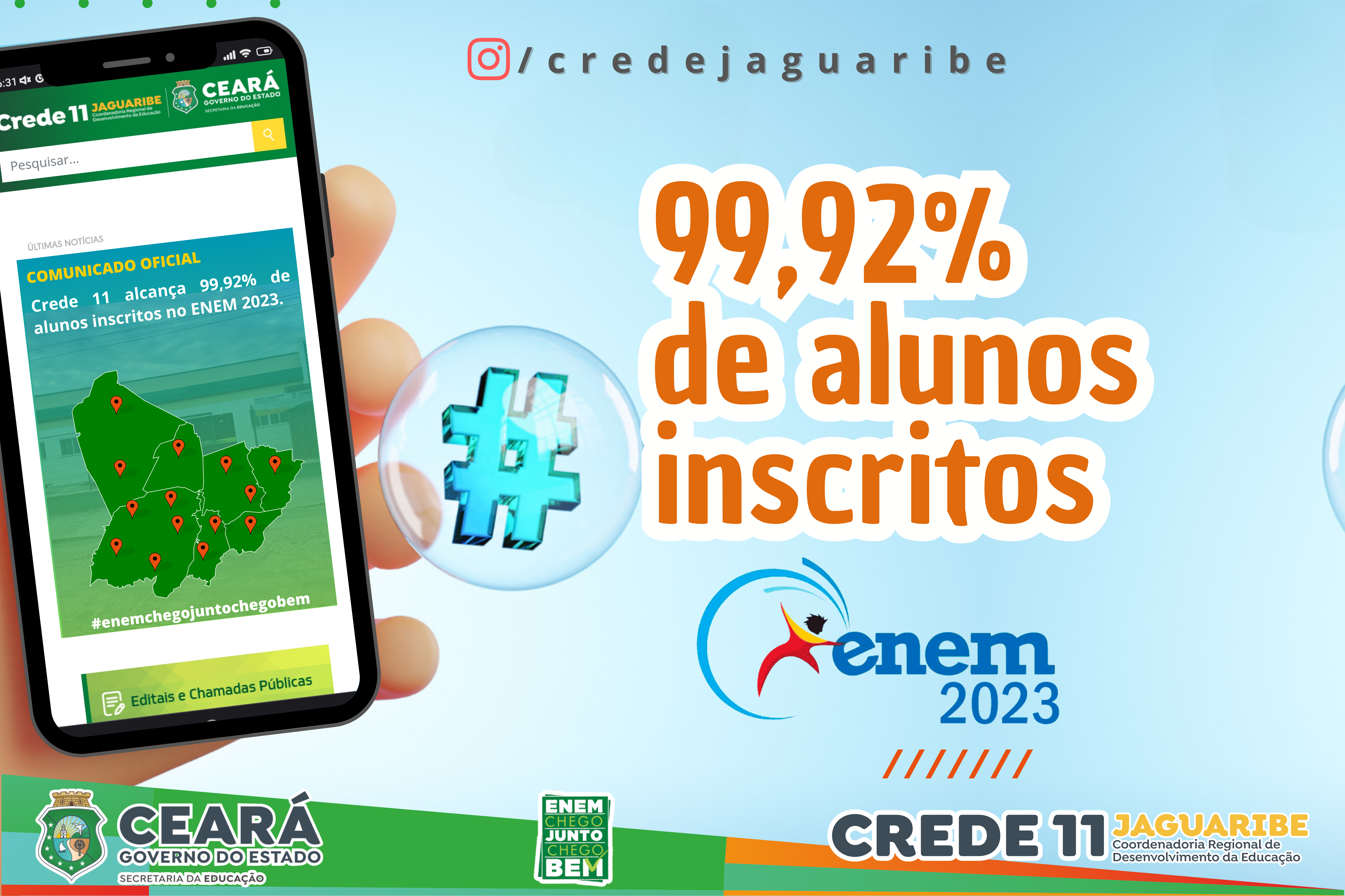 Crede 11 alcança 99,92% de alunos inscritos no ENEM 2023